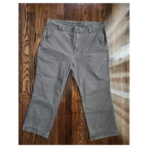 Duluth Flex Fire Hose Jeans Men's Sz 38x25 Gray Straight Leg Workwear Durable - Picture 2 of 7